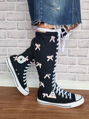 ⭐Converse Chuck Taylor XXHi Bows & Studs 7.5 Women Boots Sneaker Black A17684C